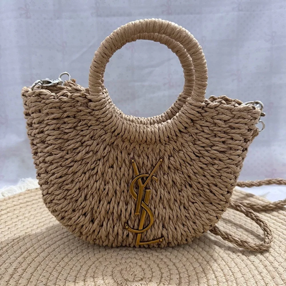 Yves Saint Laurent Woven Straw Crossbody Bag - Picture 2 of 5